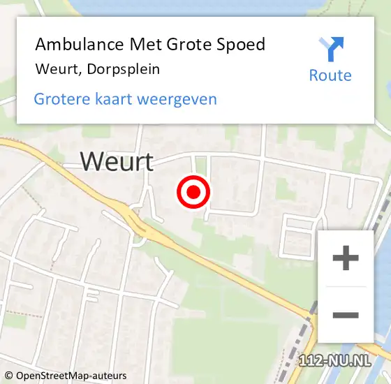 Locatie op kaart van de 112 melding: Ambulance Met Grote Spoed Naar Weurt, Dorpsplein op 8 januari 2021 08:49