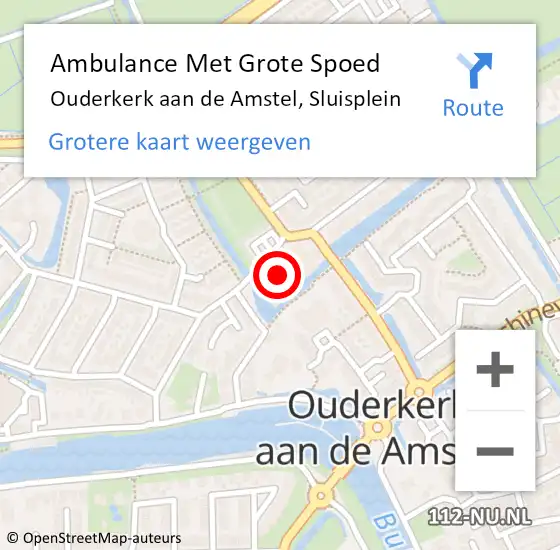 Locatie op kaart van de 112 melding: Ambulance Met Grote Spoed Naar Ouderkerk aan de Amstel, Sluisplein op 8 januari 2021 09:57