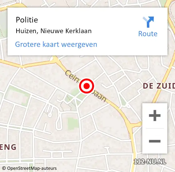 Locatie op kaart van de 112 melding: Politie Huizen, Nieuwe Kerklaan op 8 januari 2021 10:21