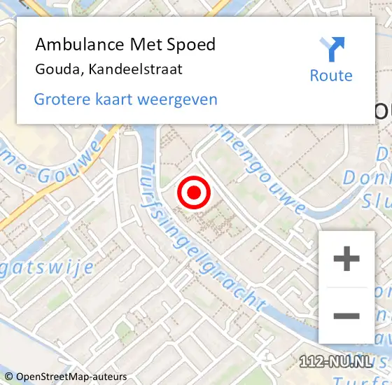 Locatie op kaart van de 112 melding: Ambulance Met Spoed Naar Gouda, Kandeelstraat op 30 mei 2014 05:43