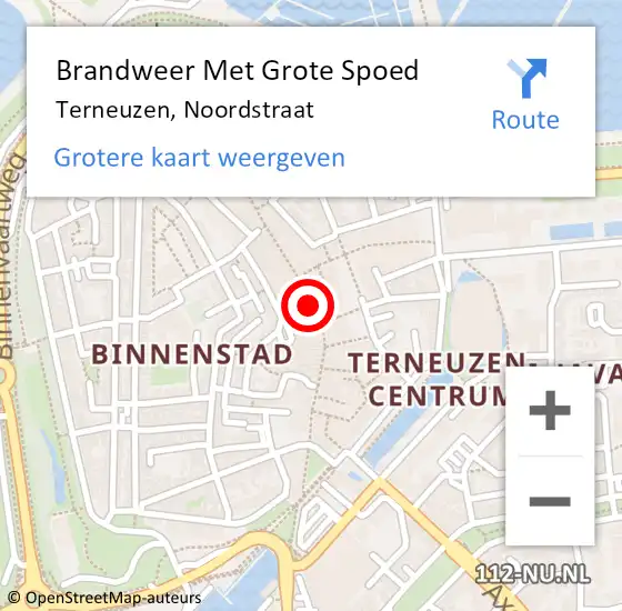 Locatie op kaart van de 112 melding: Brandweer Met Grote Spoed Naar Terneuzen, Noordstraat op 8 januari 2021 11:57