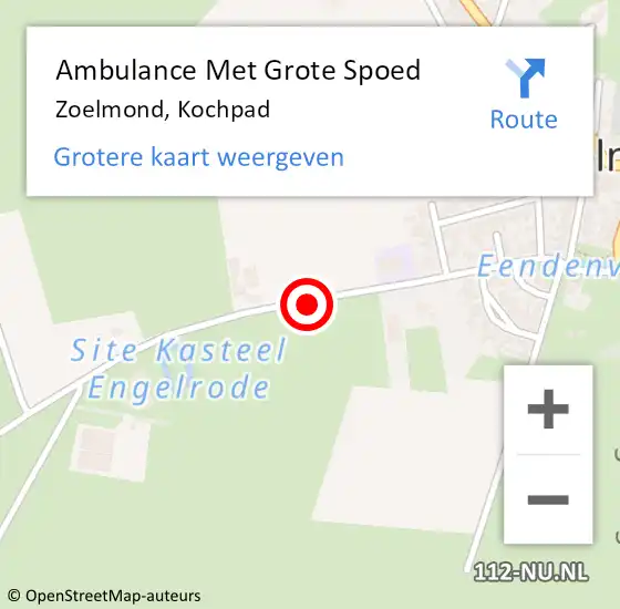 Locatie op kaart van de 112 melding: Ambulance Met Grote Spoed Naar Zoelmond, Kochpad op 8 januari 2021 12:15