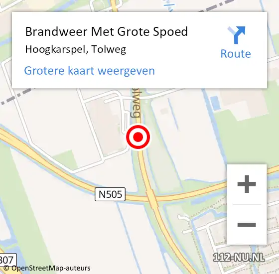 Locatie op kaart van de 112 melding: Brandweer Met Grote Spoed Naar Hoogkarspel, Tolweg op 8 januari 2021 12:26