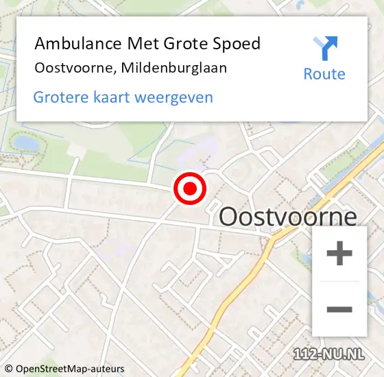 Locatie op kaart van de 112 melding: Ambulance Met Grote Spoed Naar Oostvoorne, Mildenburglaan op 8 januari 2021 13:33