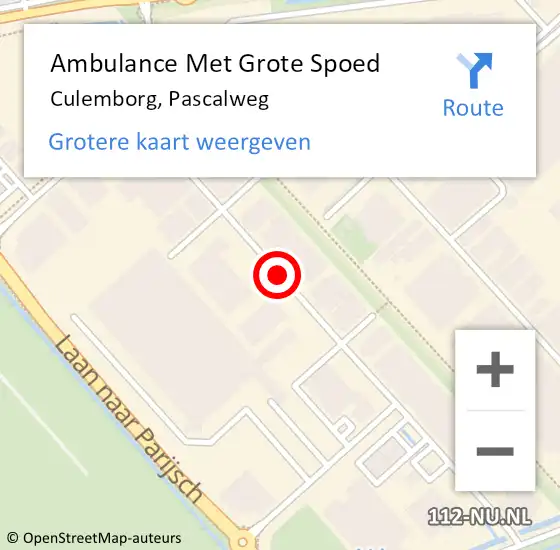 Locatie op kaart van de 112 melding: Ambulance Met Grote Spoed Naar Culemborg, Pascalweg op 8 januari 2021 13:33