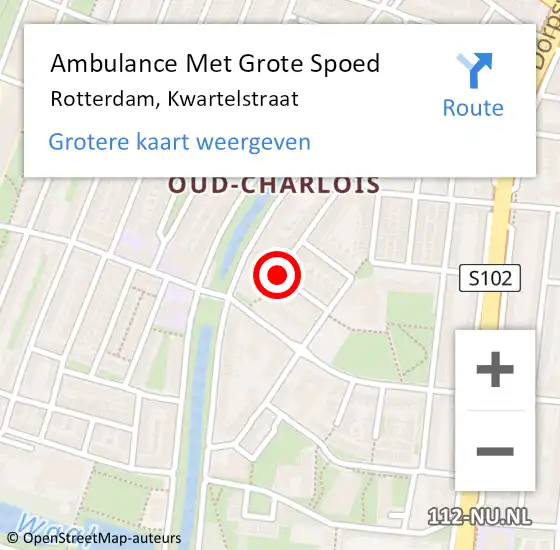 Locatie op kaart van de 112 melding: Ambulance Met Grote Spoed Naar Rotterdam, Kwartelstraat op 8 januari 2021 13:35