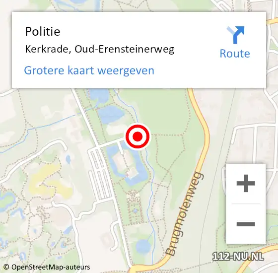 Locatie op kaart van de 112 melding: Politie Kerkrade, Oud-Erensteinerweg op 8 januari 2021 13:49