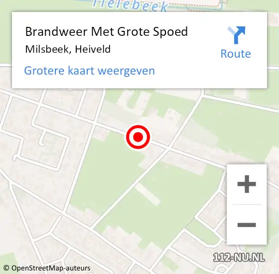 Locatie op kaart van de 112 melding: Brandweer Met Grote Spoed Naar Milsbeek, Heiveld op 8 januari 2021 13:57