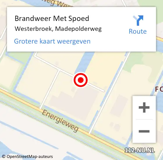 Locatie op kaart van de 112 melding: Brandweer Met Spoed Naar Westerbroek, Madepolderweg op 30 mei 2014 07:25