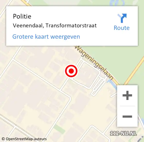 Locatie op kaart van de 112 melding: Politie Veenendaal, Transformatorstraat op 8 januari 2021 15:00