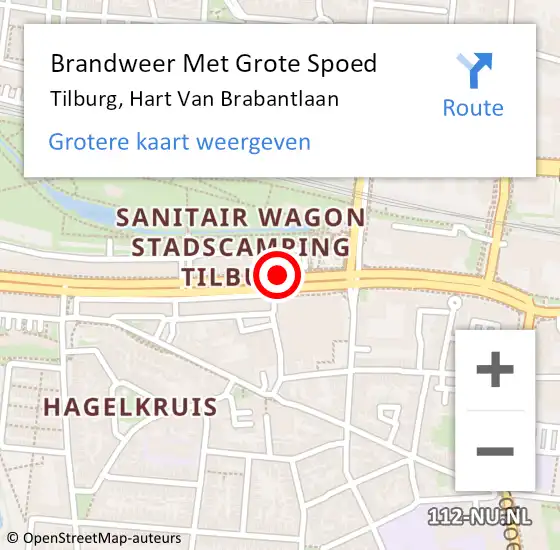 Locatie op kaart van de 112 melding: Brandweer Met Grote Spoed Naar Tilburg, Hart Van Brabantlaan op 8 januari 2021 15:06