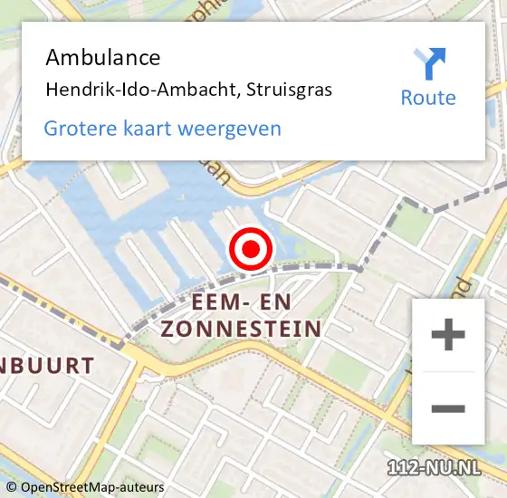 Locatie op kaart van de 112 melding: Ambulance Hendrik-Ido-Ambacht, Struisgras op 8 januari 2021 15:16