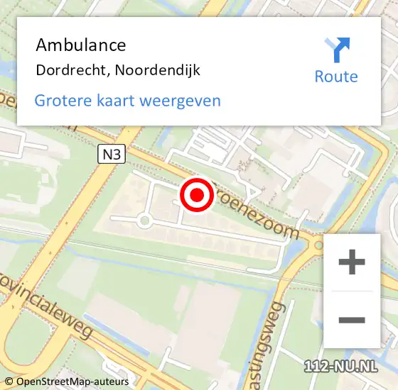 Locatie op kaart van de 112 melding: Ambulance Dordrecht, Noordendijk op 8 januari 2021 15:30