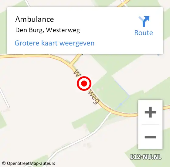 Locatie op kaart van de 112 melding: Ambulance Den Burg, Westerweg op 8 januari 2021 15:32