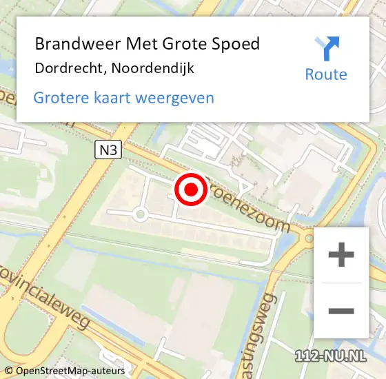 Locatie op kaart van de 112 melding: Brandweer Met Grote Spoed Naar Dordrecht, Noordendijk op 8 januari 2021 15:33