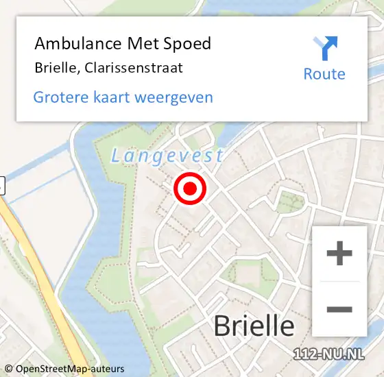Locatie op kaart van de 112 melding: Ambulance Met Spoed Naar Brielle, Clarissenstraat op 8 januari 2021 15:33
