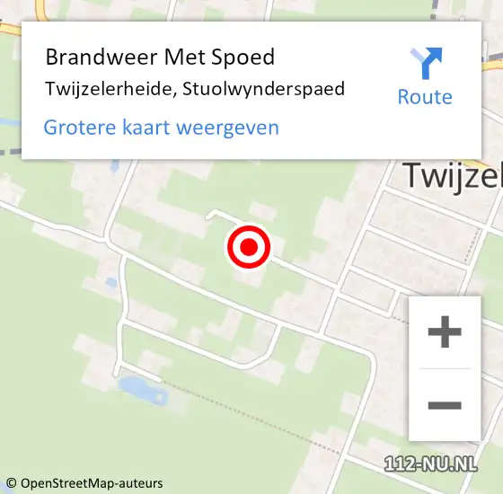 Locatie op kaart van de 112 melding: Brandweer Met Spoed Naar Twijzelerheide, Stuolwynderspaed op 30 mei 2014 07:47