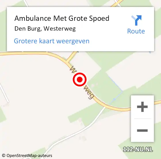 Locatie op kaart van de 112 melding: Ambulance Met Grote Spoed Naar Den Burg, Westerweg op 8 januari 2021 15:39