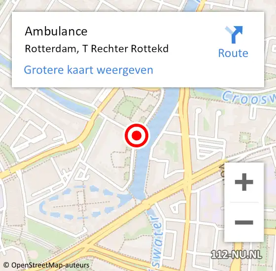 Locatie op kaart van de 112 melding: Ambulance Rotterdam, T Rechter Rottekd op 8 januari 2021 15:50