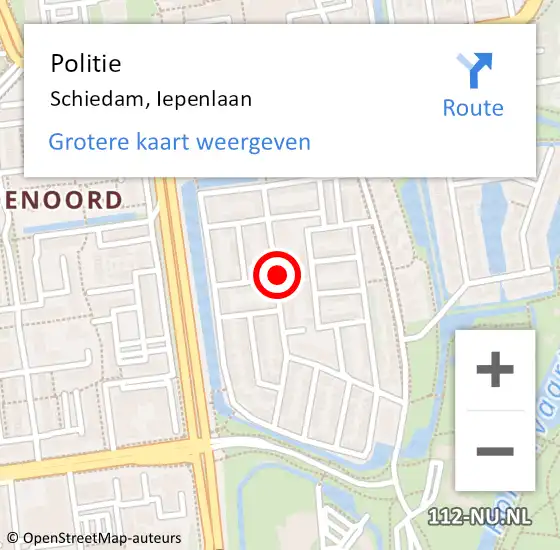 Locatie op kaart van de 112 melding: Politie Schiedam, Iepenlaan op 8 januari 2021 16:03