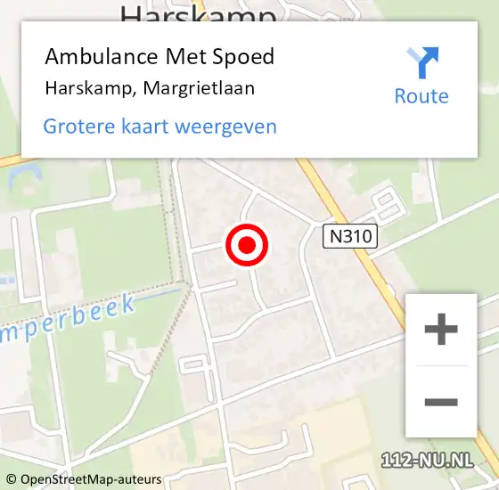 Locatie op kaart van de 112 melding: Ambulance Met Spoed Naar Harskamp, Margrietlaan op 8 januari 2021 16:40