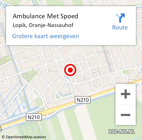 Locatie op kaart van de 112 melding: Ambulance Met Spoed Naar Lopik, Oranje-Nassauhof op 8 januari 2021 16:59