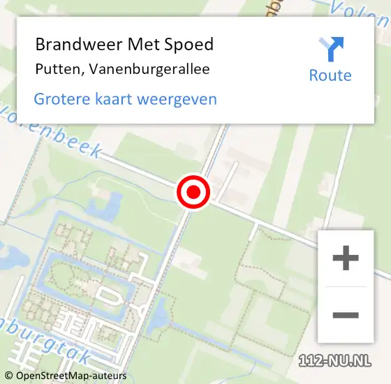 Locatie op kaart van de 112 melding: Brandweer Met Spoed Naar Putten, Vanenburgerallee op 8 januari 2021 17:12