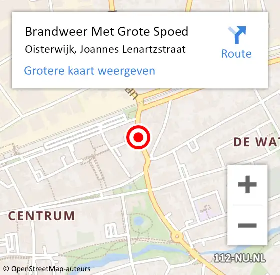 Locatie op kaart van de 112 melding: Brandweer Met Grote Spoed Naar Oisterwijk, Joannes Lenartzstraat op 8 januari 2021 22:39