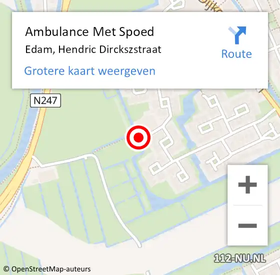Locatie op kaart van de 112 melding: Ambulance Met Spoed Naar Edam, Hendric Dirckszstraat op 8 januari 2021 23:12
