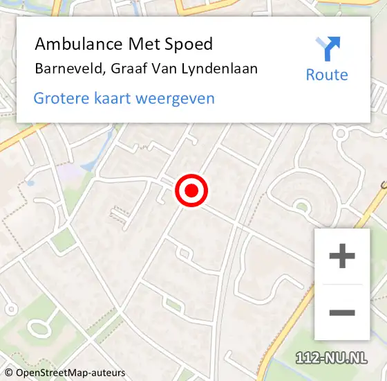 Locatie op kaart van de 112 melding: Ambulance Met Spoed Naar Barneveld, Graaf Van Lyndenlaan op 8 januari 2021 23:44