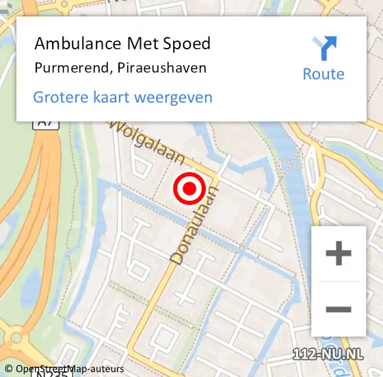 Locatie op kaart van de 112 melding: Ambulance Met Spoed Naar Purmerend, Piraeushaven op 9 januari 2021 00:03