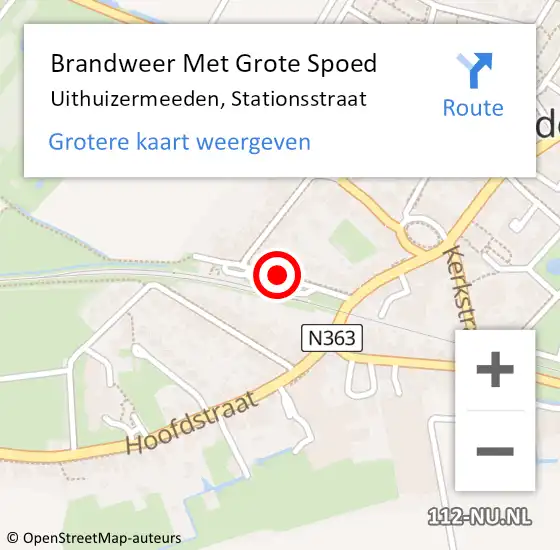 Locatie op kaart van de 112 melding: Brandweer Met Grote Spoed Naar Uithuizermeeden, Stationsstraat op 9 januari 2021 02:48