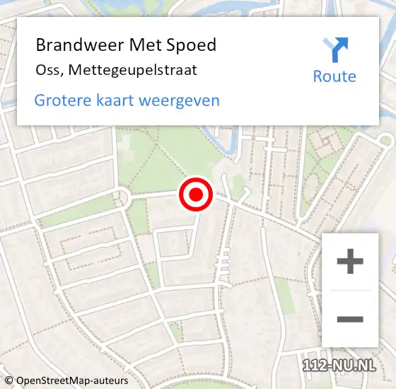 Locatie op kaart van de 112 melding: Brandweer Met Spoed Naar Oss, Mettegeupelstraat op 9 januari 2021 03:09