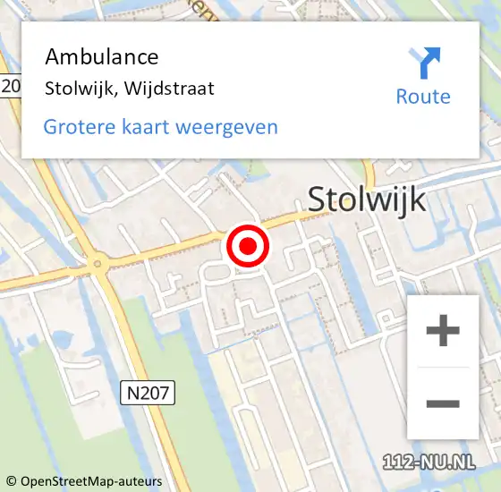 Locatie op kaart van de 112 melding: Ambulance Stolwijk, Wijdstraat op 30 mei 2014 09:08