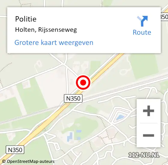 Locatie op kaart van de 112 melding: Politie Holten, Rijssenseweg op 9 januari 2021 09:38