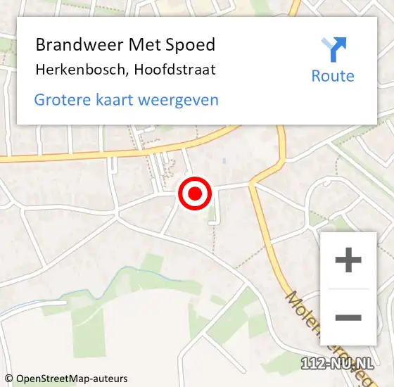 Locatie op kaart van de 112 melding: Brandweer Met Spoed Naar Herkenbosch, Hoofdstraat op 9 januari 2021 09:48