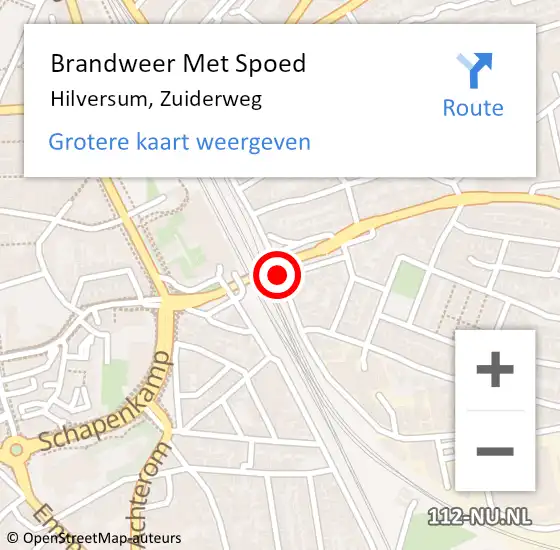 Locatie op kaart van de 112 melding: Brandweer Met Spoed Naar Hilversum, Zuiderweg op 9 januari 2021 10:03