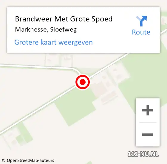 Locatie op kaart van de 112 melding: Brandweer Met Grote Spoed Naar Marknesse, Sloefweg op 9 januari 2021 10:37