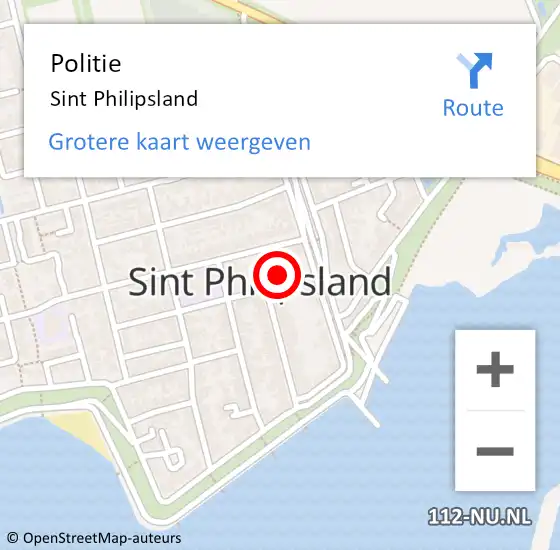 Locatie op kaart van de 112 melding: Politie Sint Philipsland op 9 januari 2021 10:59