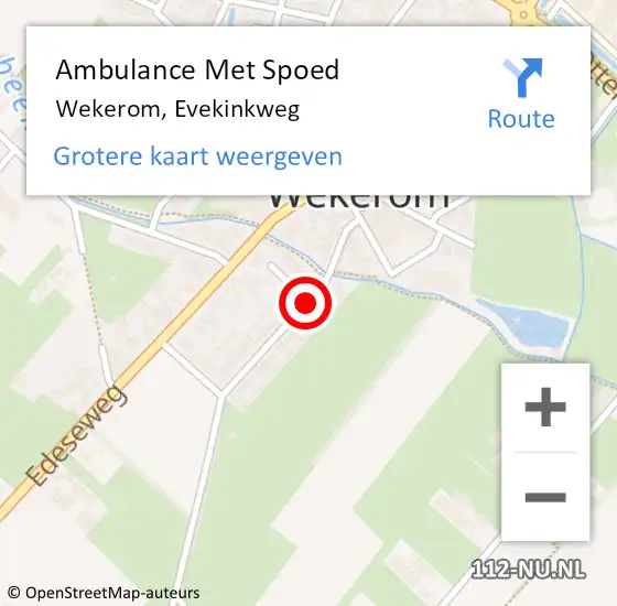 Locatie op kaart van de 112 melding: Ambulance Met Spoed Naar Wekerom, Evekinkweg op 9 januari 2021 11:00