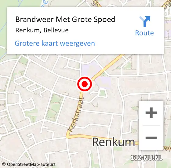 Locatie op kaart van de 112 melding: Brandweer Met Grote Spoed Naar Renkum, Bellevue op 9 januari 2021 13:41