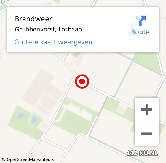 Locatie op kaart van de 112 melding: Brandweer Grubbenvorst, Losbaan op 9 januari 2021 14:51