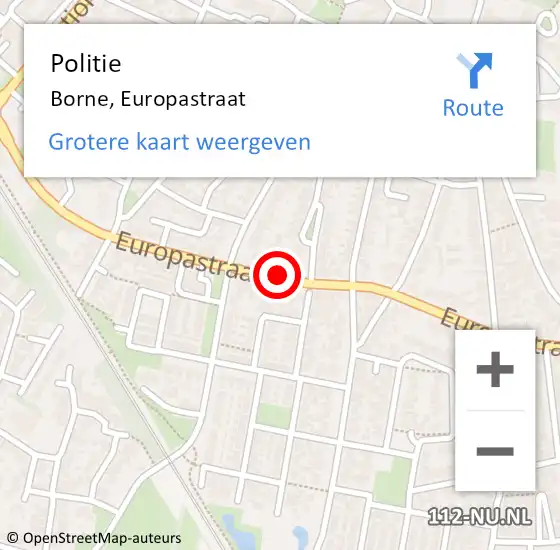 Locatie op kaart van de 112 melding: Politie Borne, Europastraat op 9 januari 2021 14:56