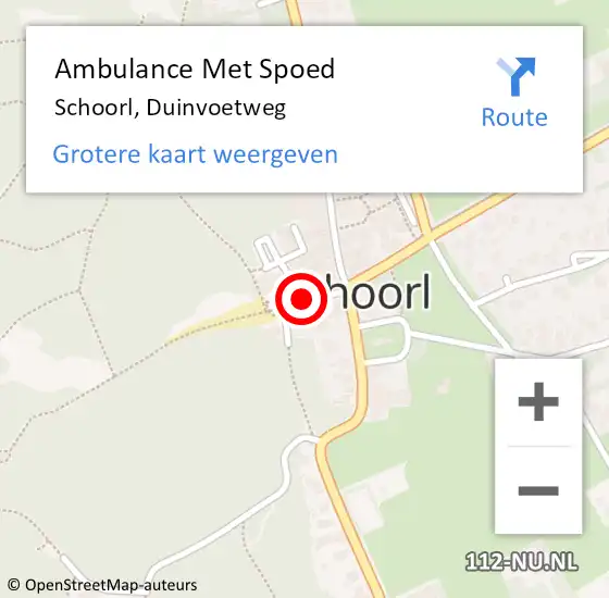 Locatie op kaart van de 112 melding: Ambulance Met Spoed Naar Schoorl, Duinvoetweg op 9 januari 2021 15:49