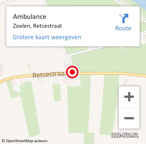 Locatie op kaart van de 112 melding: Ambulance Zoelen, Retsestraat op 9 januari 2021 16:12