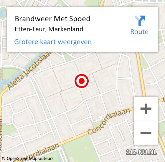 Locatie op kaart van de 112 melding: Brandweer Met Spoed Naar Etten-Leur, Markenland op 9 januari 2021 16:22