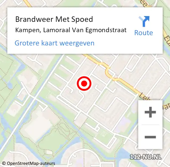 Locatie op kaart van de 112 melding: Brandweer Met Spoed Naar Kampen, Lamoraal Van Egmondstraat op 9 januari 2021 16:54