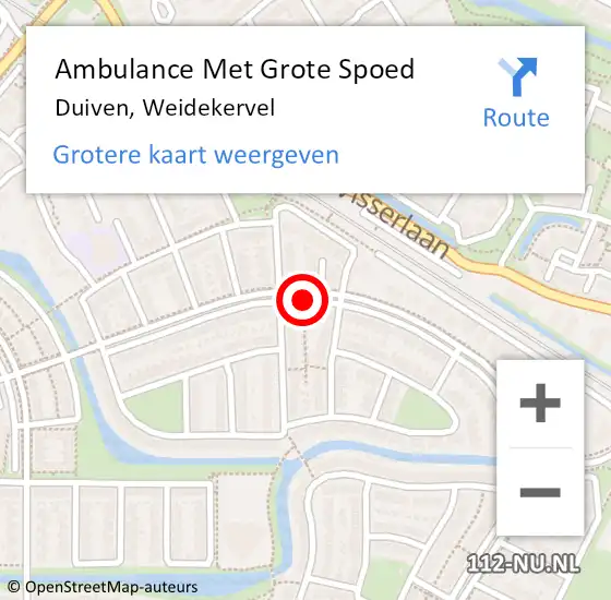 Locatie op kaart van de 112 melding: Ambulance Met Grote Spoed Naar Duiven, Weidekervel op 9 januari 2021 17:01