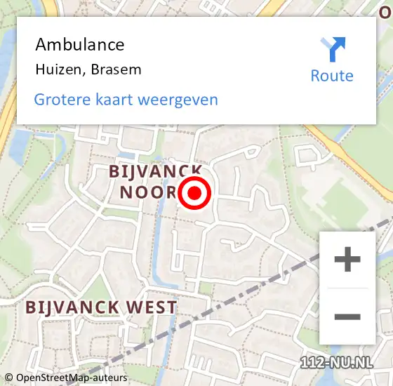 Locatie op kaart van de 112 melding: Ambulance Huizen, Brasem op 3 oktober 2013 14:01