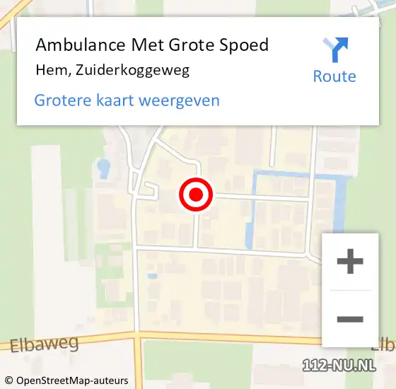 Locatie op kaart van de 112 melding: Ambulance Met Grote Spoed Naar Hem, Zuiderkoggeweg op 9 januari 2021 17:37